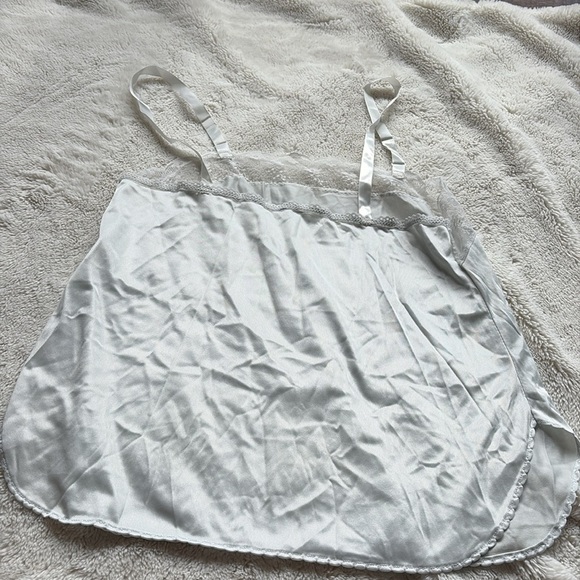 Vintage Sears Grey-Blue Satin Camisole  | Coquette Lingerie | Y2K Soft Girl - Picture 4 of 6